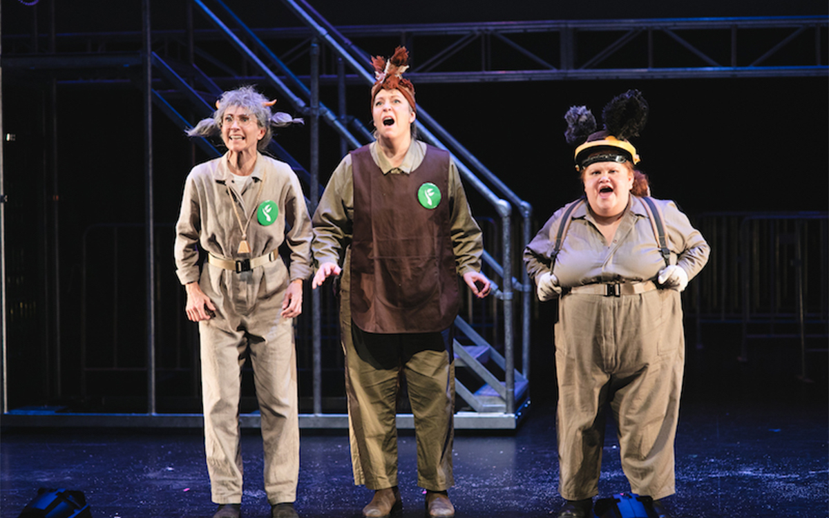 Alison van Reeken, Andrea Gibbs, and Megan Wilding in Animal Farm (photograph by Daniel J Grant)